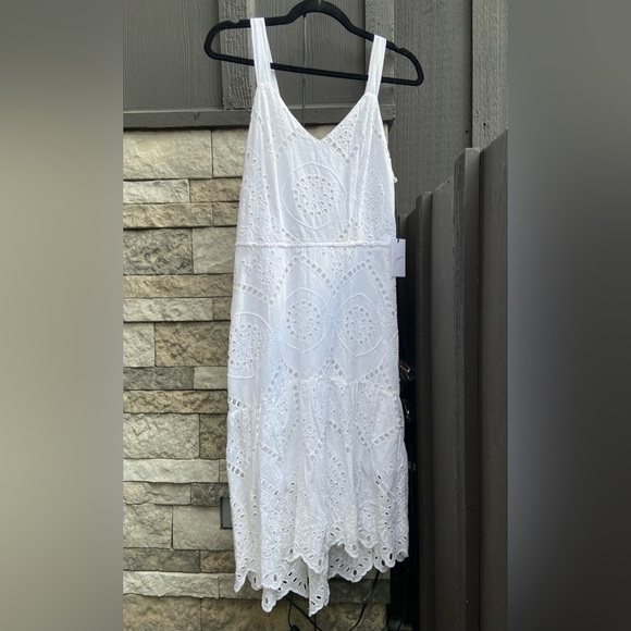 Japna Dresses & Skirts - Eyelet 100% Cotton White Tank Dress